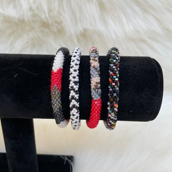 HAND CRAFTED in Nepal Beaded Bracelets (set of 4) #207 - Picture 5 of 5